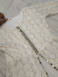 Elegant White Sequin Ethnic Gown