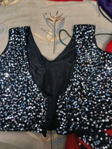 Red Saree with Sequin Border