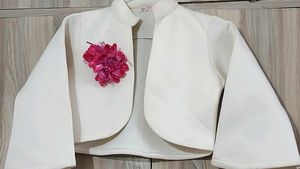 Graceful Flower Print Gown With White Jacket