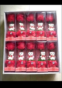 Rose &amp; Teddy Bear Soap Set of 2