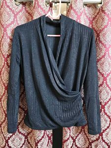 Sparkly Black Long Sleeve Top