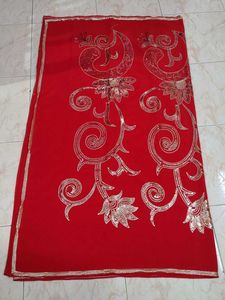 Elegant Red Sequined Saree