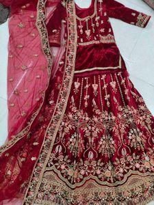 velvet lehnga with kurti and dupatta stitched