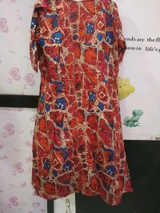 Red Printed shrug Dress 7