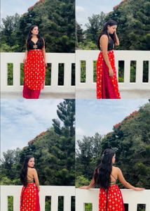 Stylish Red & Black Ethnic Gown
