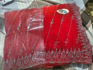Elegant Red Embellished Saree