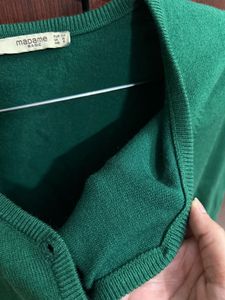 Van Heusen Korean Style Green V-Neck Knit Cardigan