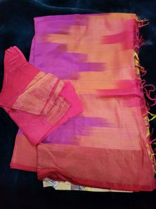 Vibrant Silk Saree with Blouse Piece