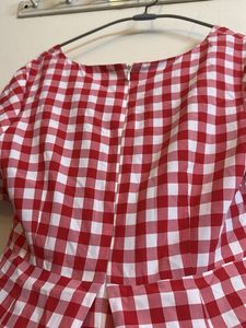 New Red Gingham Fit &amp; Flare Dress
