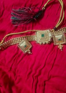 Gold-Plated Ethnic Choker Necklace Set