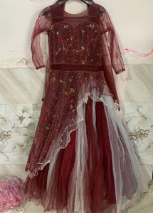 Elegant Maroon Anarkali Dress