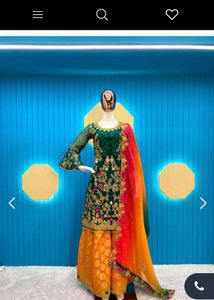 Embroidered Kurta Set with Dupatta shrara