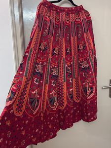 Rajasthani Bohemian Print Maxi Skirt Red