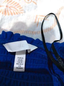 Blue Smocked Tube Top