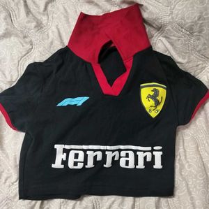 Ferrari Graphic Print Crop T-Shirt