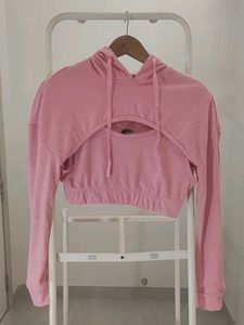 Bundle - Pink Cropped Hoodie with Matching Top