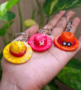 Anime One Piece Luffy Straw Hat Keychain