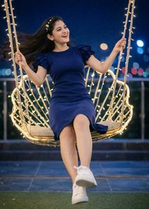 Navy Blue Flutter Sleeve Dress