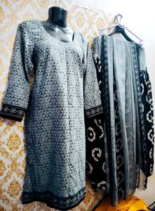 Designer Crap Kurta Salwar With Dupatta