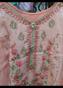 Elegant Peach Embroidered 3 piece set