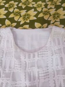 Beautiful White Coloured Printed Frock