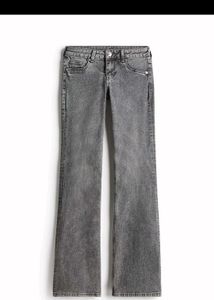 Women's Grey Washed Low-Rise Flared Jeans