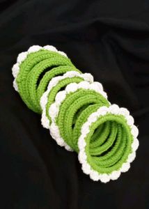 crochet bangles( white and green colour) + freebie