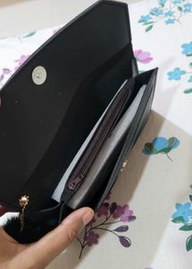 Black Wallet with Studs &amp; Pom