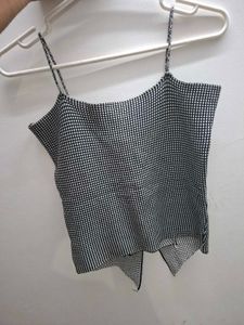 Gingham Corset Lace-Up Top