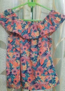 FREE BANIYAN With Floral Off-the-Shoulder Top