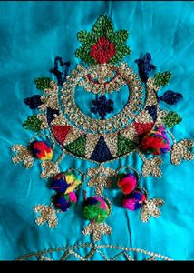Embroidered Glace Cotton Unstiched PompomSuit