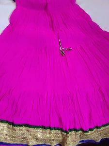 Skirt Pink Golden Lace Ethnic Tassles Brand New Bright Pink
