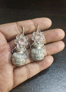 Very Very Beautiful Brass Earrings With Semi-precious Stone Work 👌 😍