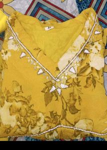Beautiful Yellow Floral Kurta Set