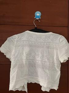 White Crocheted Bolero Cardigan