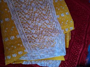 Elegant Yellow Embroidered Saree