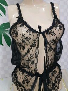 (100)Black Lace Lingerie Set