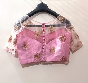 Baby Pink padded Embroidered Blouse