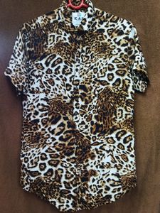 Tiger Print Half Sleeves Shirt For Unisex 5005