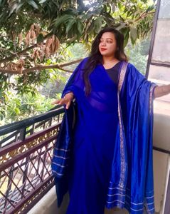 Royal Blue Dupatta with Embellished Border
