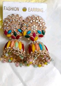 Boho Multi-Color Jhumka Earrings