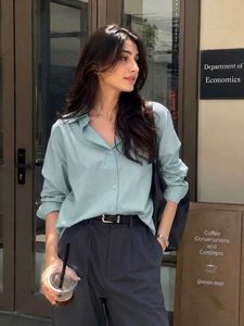 Korean Pintrest Light Blue Collared Button-Up Shir