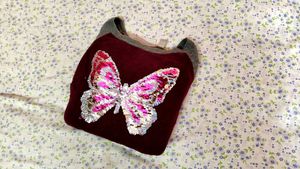 Burgundy Sweater with Butterfly Design