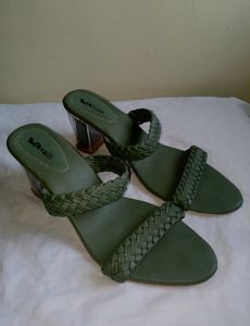 Green Solid Heel For Women