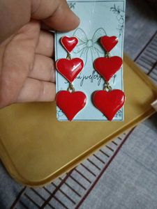 Red Heart Dangle Earrings