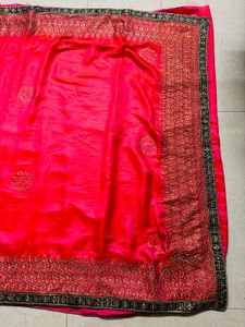 Vibrant Pink Embroidered Saree