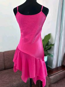 Bright Pink Ruffled Slip Dress