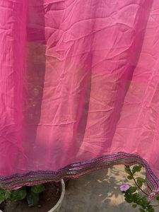Vibrant Pink Dupatta with Embellished Border