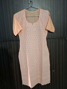 Peach Embroidered Kurta