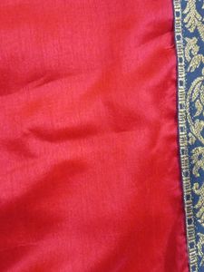 Vibrant Orange Saree with Blue Border
